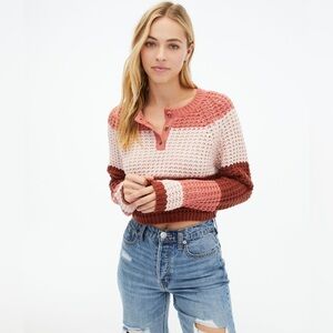 Aeropostale Colorblock Stripe Henley Sweater